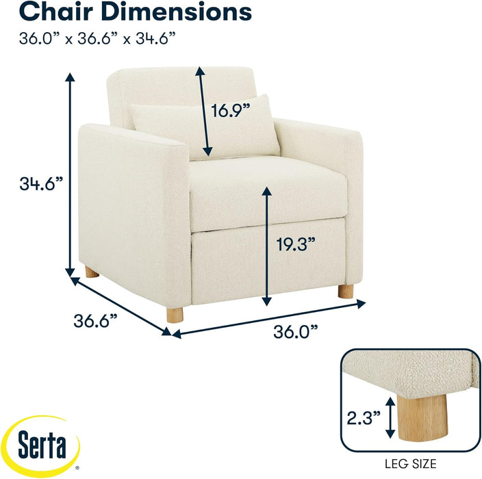 ® Corwin 36" Convertible Accent Chair, Dreamcoil® Comfort, Fingerguard® Pinch Point Protection, Polyester Boucle, Ivory