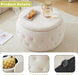 25 Inches Large round Storage Ottoman, Modern Upholstered Ottoman Coffee Table, Soft Velvet Surface, for Living Room, Bedroom, Classic Tufting, Cream
