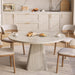 47 Inch round Dining Table for 4-6, Pedestal Kitchen Dinner Table White
