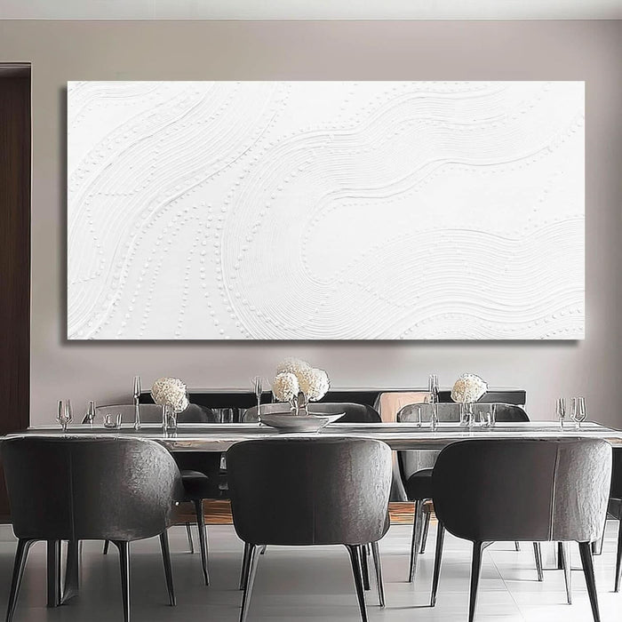 Large Wall Art Modern Canvas Picture Abstract Wall Decor White Line Art for Living Room Neutral Artwork for Office Bedroom 29"X58" Geometric Painting