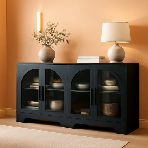 55" Sideboard Buffet Cabinet with Storage, Black