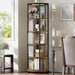 Rotating Bookshelf, 360° Spinning Bookshelf Tower,Round Book Shelf | Display Revolving Bookcase, Narrow Swivel Bookshelves for Small Space, Bedroom, Living Room, 6-Tier Rustic Brown, BC52101B