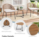 Patio Furniture Set, 3 Piece Outdoor Bistro Chair Conversation Sets Woven Rope with Wood Coffee Table for Yard Backyard Lawn Garden Porch Backyard Deck Poolside Balcony