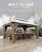 10'X12' Hardtop Wood Gazebo, Cedar Frame Outdoor Pavilion with Double Galvanized Steel Roof, Curtains and Netting Included, Ceiling Hook for Patio Backyard Deck Lawn Garden