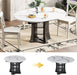 Extendable Dining Table Marble for 4–6 (White Marble) | White Faux Marble Dining Table, Modern Marble Kitchen Table, round Dining Table for Kitchen, Living Room, Dining Room ﻿