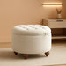 24Inch round Storage Ottoman with Tray, Modern Tufted Fabric Circle Coffee Table with Storage, Upholstered Ottoman with Removable Top for Living Room, Bedroom, Khaki