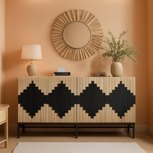 63'' Farmhouse Sideboard Buffet Cabinet with Storage & Doors, Tall Vintage Credenza Wood Coffee Accent Cabinet for Kitchen, Dining Room, Living Room