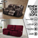 Reclining Love Seat with Middle Console Slipcover, 8-Piece Velvet Stretch Loveseat Reclining Sofa Covers, 2 Seat Loveseat Recliner Cover, Thick, Soft, Washable, Loveseat Slipcovers (Burgundy - Wine)