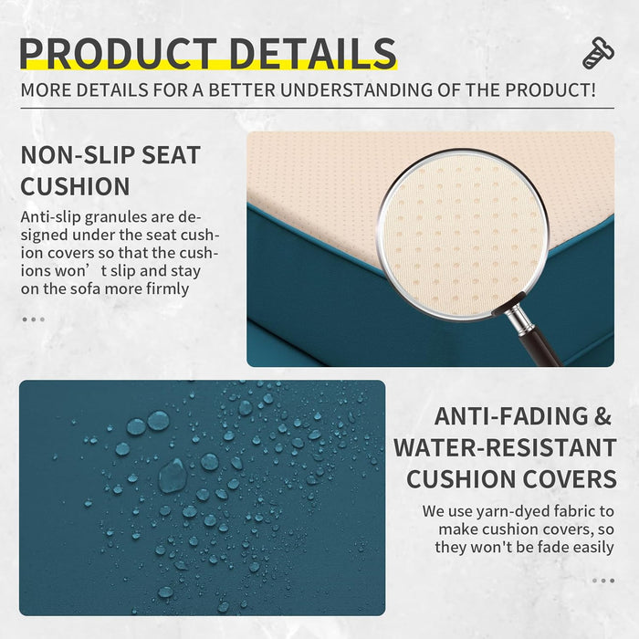 5-Piece Patio Furniture Set, Outdoor Conversation Set with PE Wicker Couch, Chairs, and Ottomans, All-Weather Grey Rattan with Anti-Slip Cushions for Backyard, Balcony, and Deck, Peacock Blue