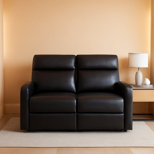 Manual Reclining Loveseat, Faux Leather Loveseat Recliner, Wall Hugger, Track Arms, Magazine Pockets, Manual Dual Recliners for Living Room/Office/Apartment, Easy Assembly, Espresso