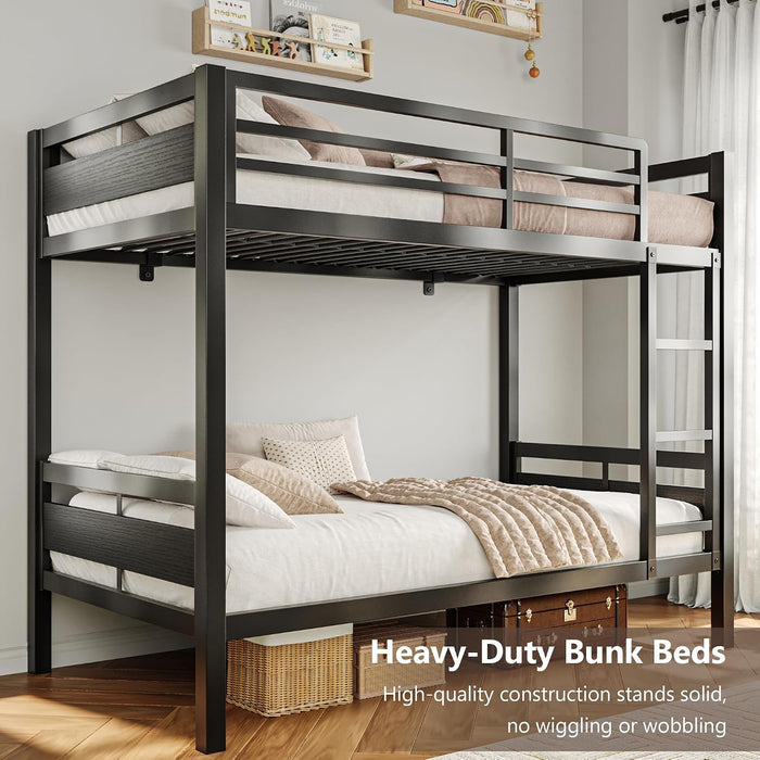 IndustrialStrength Alloy Metal Twin Bunk Bed Black