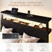 Queen Bed Frame, 2-Tier Storage Headboard, LED, Charging Station