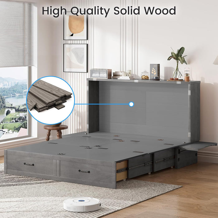 Queen Murphy Cabinet Bed With HiddenStorage Drawer
