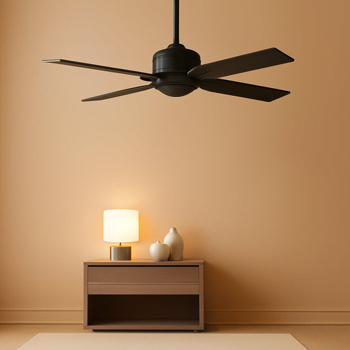 52 Inch Outdoor Ceiling Fan without Light, Waterproof IP65 Wet-Rated, Plug-In Black Ceiling Fan No Light, Remote Control with 6-Speed DC Motor, Hanging Fans with Cord for Patio Porch Gazebo