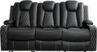Chicago Power Recliner Sofa & Home Theater Seating with Wireless Charging Electric Recliner RV Sofa with Usb/Cup Holders/Storage/Led Light/Speaker, Black/Air Leather