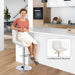 Bar Stools Set of 2,Armless Adjustable Swivel Barstools with Back,6-Squares Double Needle PU Leather Counter Height Bar Stools for Kitchen Island,White