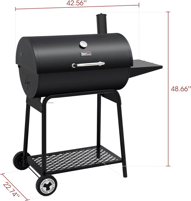 CC1830 30 Inch Barrel Charcoal Grill with Side Table, Outdoor BBQ Grill with 627 Sq. In. Cooking Space for Backyard, Patio and Parties, Black