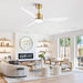 52 Inch Ceiling Fans with LED Light Remote Control, Modern Ceiling Fan with Reversible DC Motor, 3 Blades and 3 Color Temperature, LED Light Chandelier for Bedroom (Gold & 3 Transparent Blades)