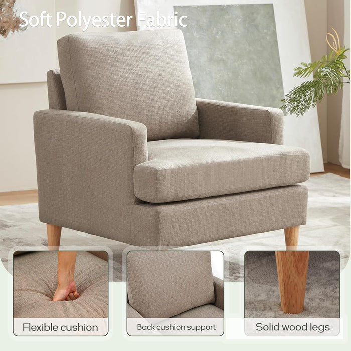 Brown Mid Century Modern Upholstered Armchairs Set
