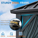 12x20 Hardtop Gazebo ReinforcedFrame PrivacyCurtains Black