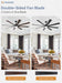 72 Inch Large Ceiling Fans with Lights and Remote, Indoor/Outdoor Black Modern Ceiling Fan for Kitchen Living Room Patio, 6 Speed Reversible Quiet DC Motor, 3 CCT, Dual Finish 8 Blades