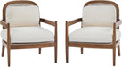 MidCenturyBeigeUpholstered Club Chair Set 2 Open Back