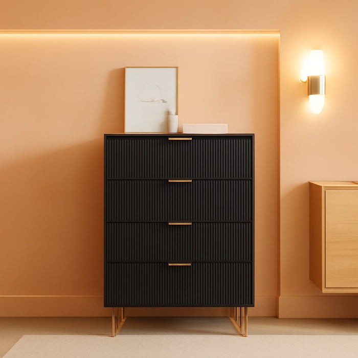 FourDrawer Dresser With IndustrialGrade Metal Legs Black