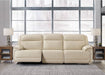 Double Deal Modern Leather Match 3-Piece Power Reclining Sofa Sectional with Adjustable Headrest, USB Ports, Storage and Cup Holders, Beige