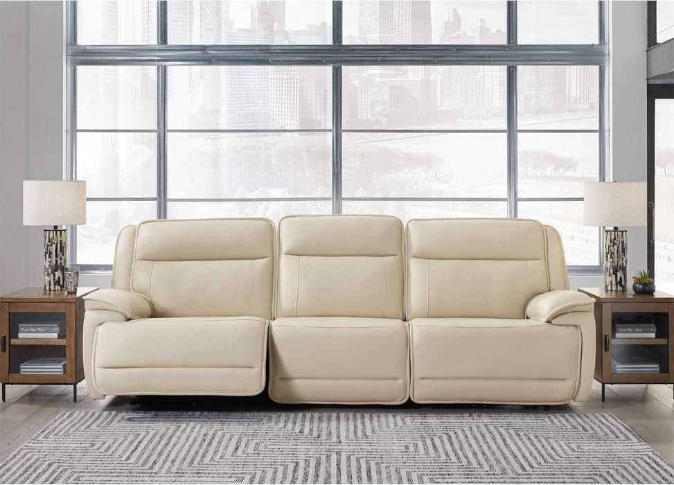 Double Deal Modern Leather Match 3-Piece Power Reclining Sofa Sectional with Adjustable Headrest, USB Ports, Storage and Cup Holders, Beige