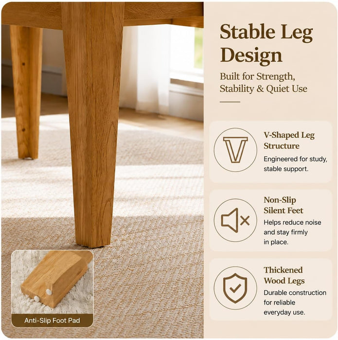 63"-83" Extendable Dining Table for 6-8 People, Natural Oak