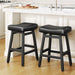 24 Inche Bonded Leather Counter Height Bar Stools Set of 2 Curved | Barstools with Curved Bonded Leather Seats & Heavy Duty Metal Legs for Kitchen Counter, Easy Assembly, All Black