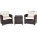 3 Pieces Rattan Patio Furniture Set with Washable Cushion