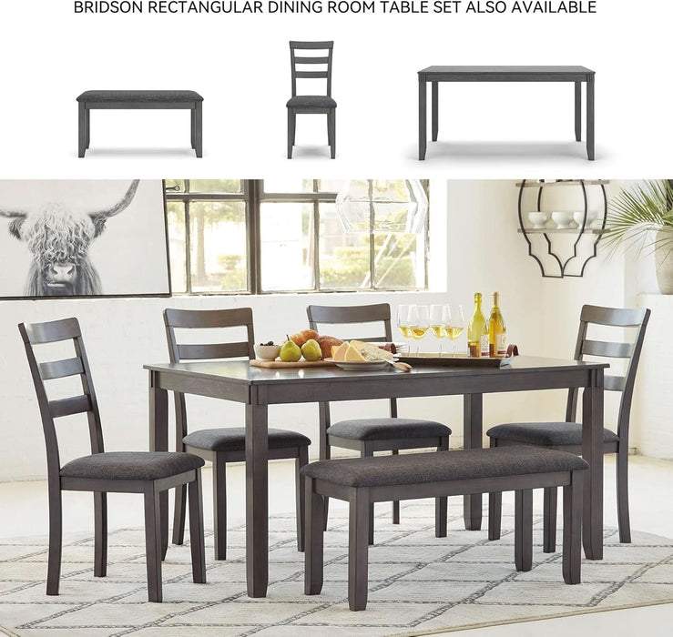 Bridson 5 Piece Dining Room Set, Includes Table & 4 Ladderback Barstools, Wood, Gray