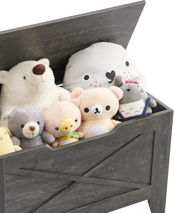 Thirty Inch Lift StorageChest Handwoven Cushion Gray