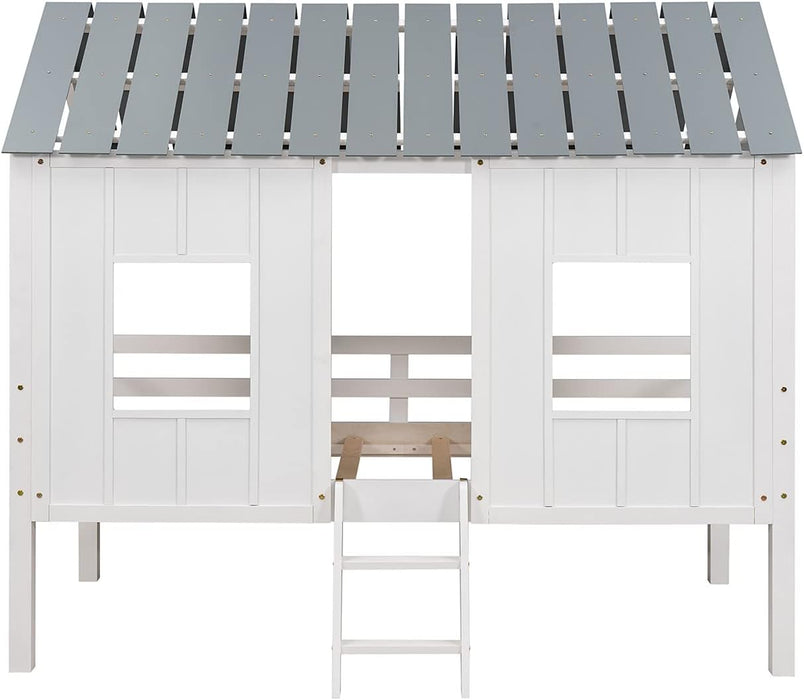 Twin Size White Loft Bed With Windows