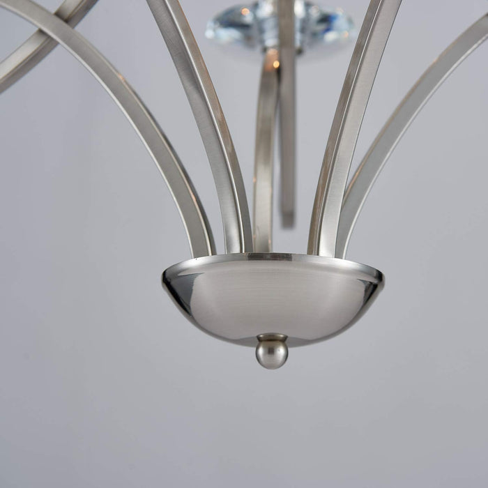 Nickel Chandelier Five Lights Seventeen Inch Height