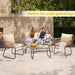 4 Piece Patio Bistro Outdoor Furniture Set, Wicker Sofa, 2 Rattan Chairs, and Table, Backyard Conversation Set, All Weather Cushions, Natural Rattan Beige Cushion