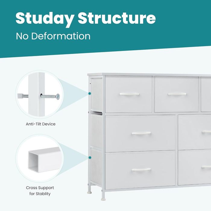 Elegant White Dresser With Seven Drawers Executive