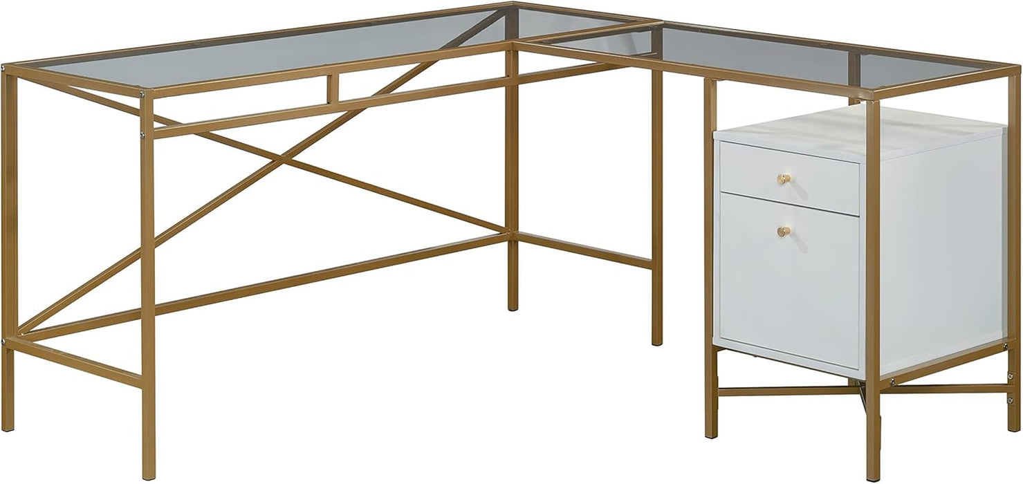 Harper Heights L-Desk, White Finish