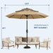10Ft 3-Tier Patio Umbrella, Outdoor Table Umbrella with Vents, Easy Crank and Push Button Tilt, Market Umbrella with 8 Sturdy Ribs for Pool, Deck, Yard, Garden -Tan