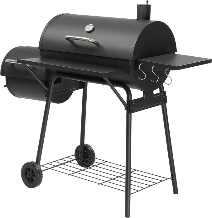 BBQ Charcoal Grill and Offset Smoker with Wheels & Side Front Table,Outdoor BBQ Grill with 557 Sq. In.,Patio Barbecue Cooker,Grilling Space for Outdoor Backyard,Balcony,Patio and Parties
