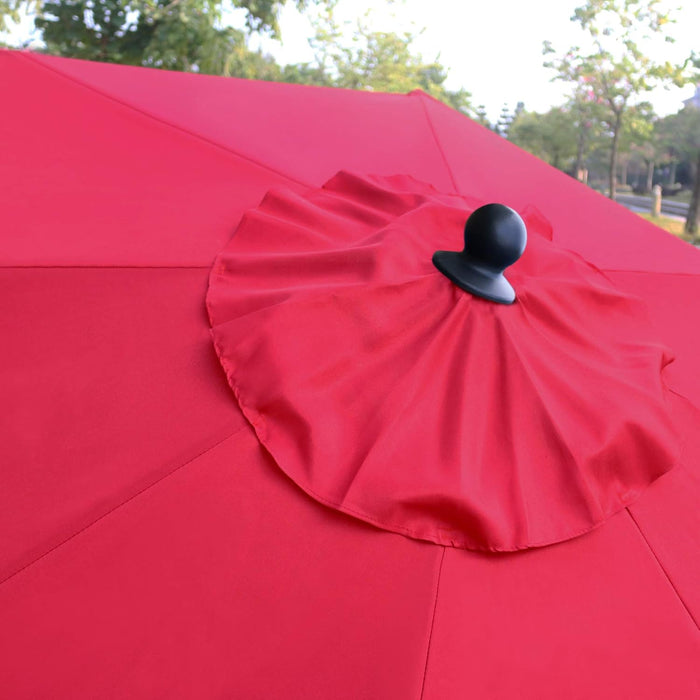 9Ft Patio Umbrella Outdoor Table Umbrella with 8 Ribs Red