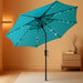 Outdoor Solar Patio Umbrella with 32 LED Lights, Beach Market Table Umbrella with Crank and 8 Sturdy Ribs for Pool, Terrace, Restaurant