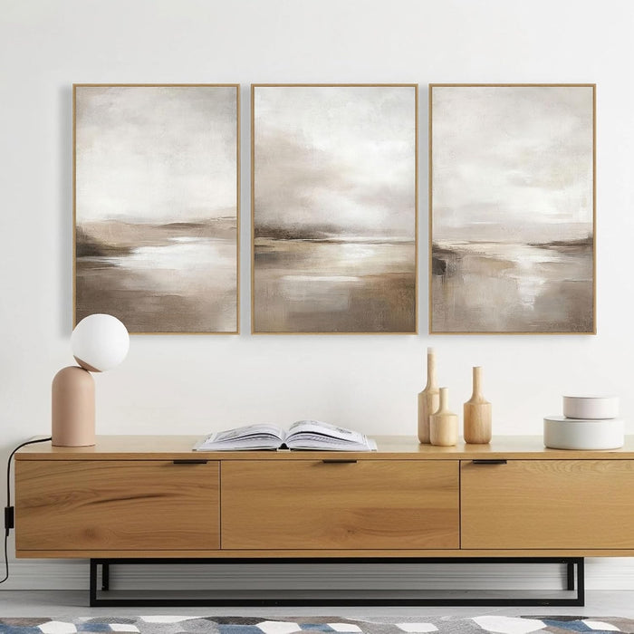 Neutral Abstract Landscape Canvas Art 24x36 Inches