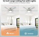 52 Inch Brushed Nickel Ceiling Fans with Lights and Remote,Flush Mount Low Profile 6 Blades Ceiling Fan with 10 Inch Lighting Fixture,Quiet Reversible DC Motor for Living Room,Bedroom and Patio