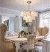 Gold Modern Chandelier 23In 9-Light Cloud Glass Pendant Light Mid Century Chandelier with White Shell Crystal Chandeliers for Bedroom Dining Room Living Room Kitchen Island Foyer