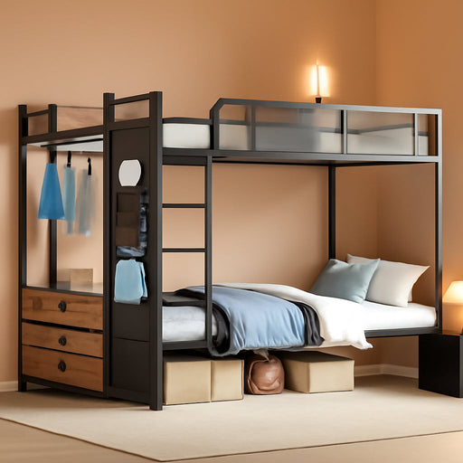Rustic Brown UltraDurable FullOverFull Bunk Bed System