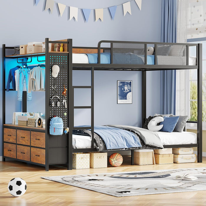 Rustic Brown UltraDurable FullOverFull Bunk Bed System