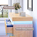 Dresser for Bedroom 6 Drawers with RGB LED Lights and Charging Station, 47.2" Wide Fluted Wooden Chest of Drawers, TV Stand Closet Clothes Storage Organizer for Living Room, Hallway, Oak