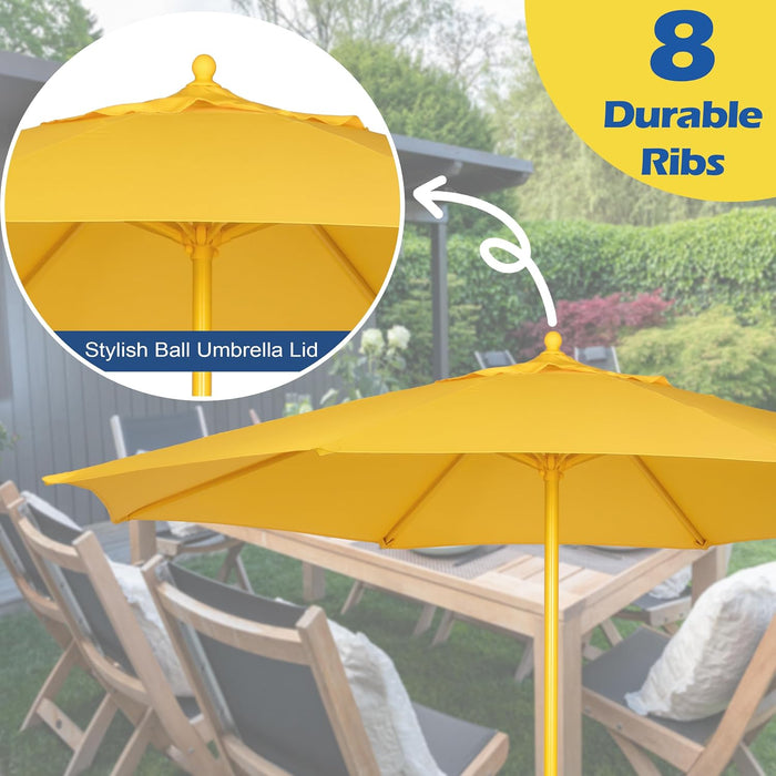 9FT Outdoor Patio Umbrella, Market Table Umbrella with 8 Sturdy Ribs and Crank System, Fade-Resistant & Waterproof for Garden Backyard Poolside Deck
